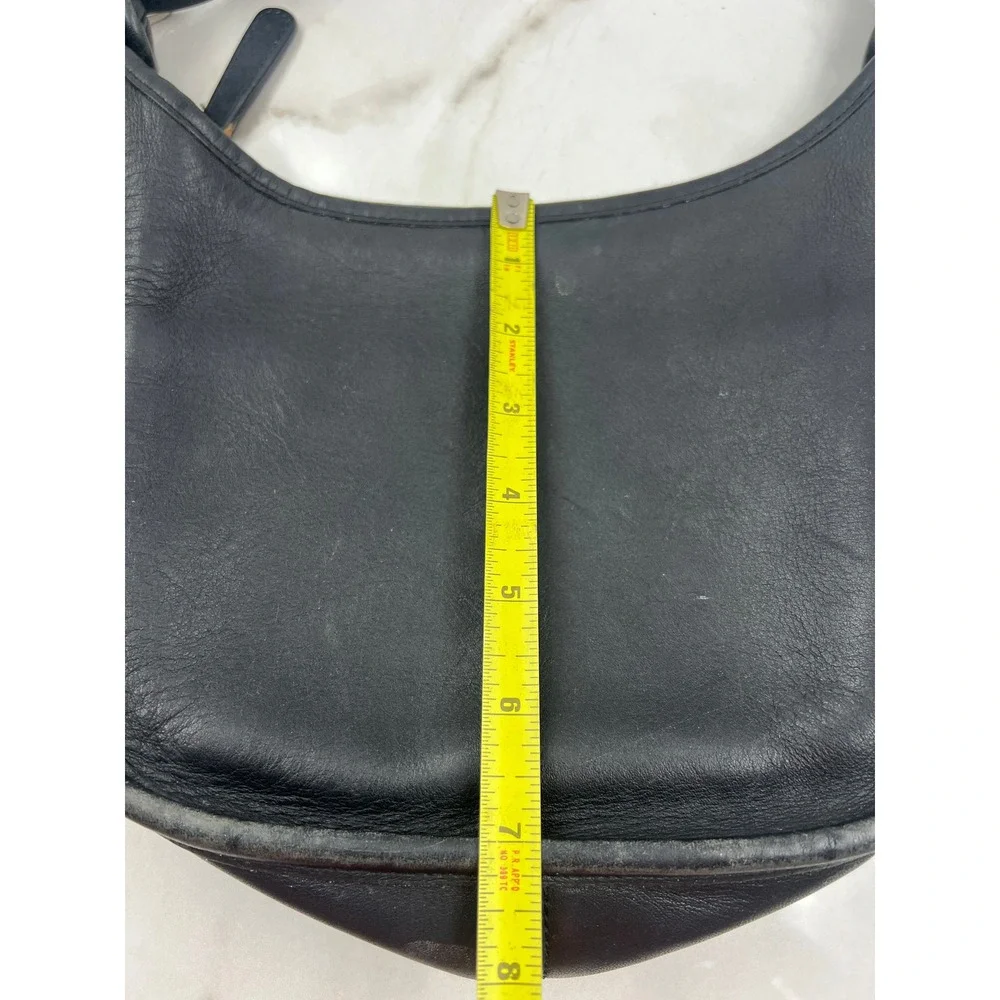 VTG 1991 Coach 9950 Black Leather Slim Hippie Flap Saddle Bag Crossbody Purse